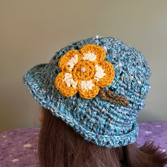 crochet hats Accessories - Crochet cotton breathable yarn flower fedora/bucket sun hat medium